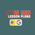 15 Minute Lesson Plans logo with a timer icon and Google logo on a green background