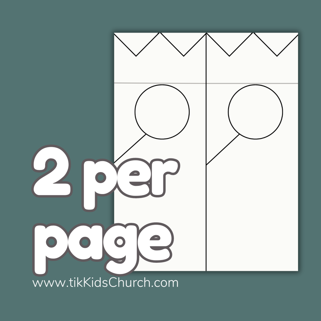 Template for a craft with two circles on a green background, featuring '2 per page' text.