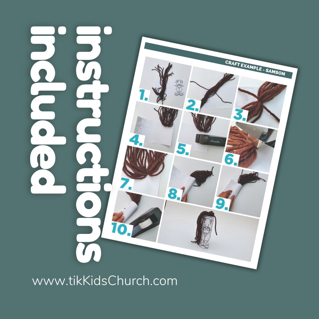 Instruction sheet for making hair accessories with step-by-step illustrations on a teal background.