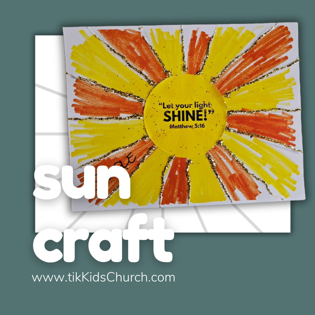 Colorful sun craft with 'Let your light shine' message on a white background