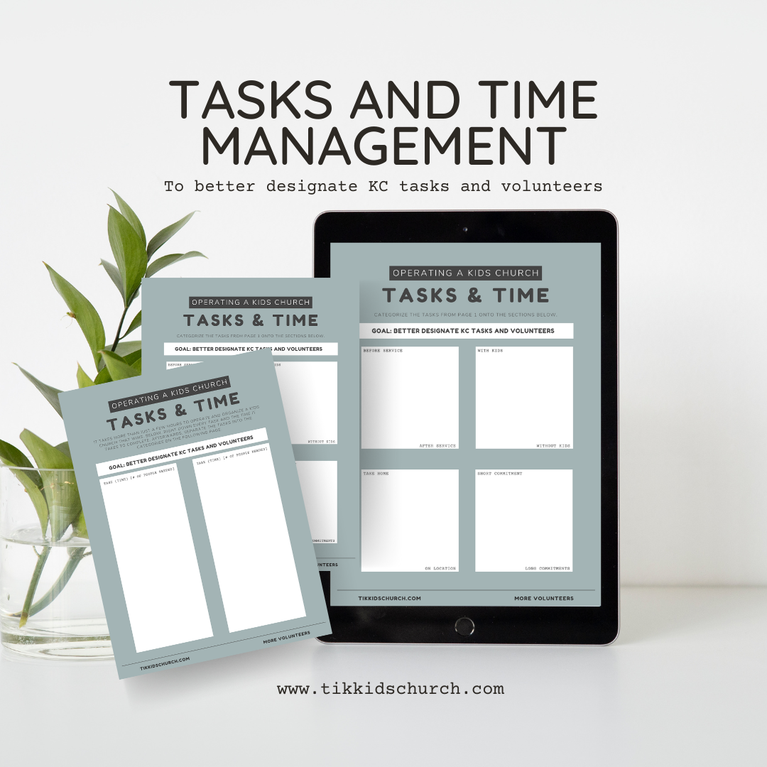 iPad displaying 'Tasks & Time Management' app with printed version on a white surface.